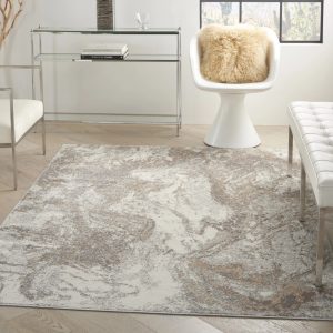 Nourison Elation Abstract Ivory Grey 5'3" x 7'3" Area Rug, (57)