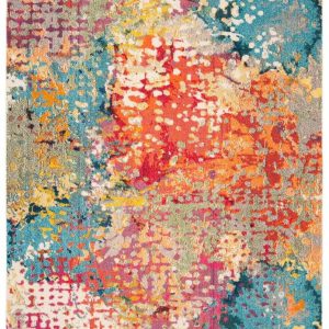 SAFAVIEH Madison Colleen Abstract Distressed Area Rug, Ivory/Multi, 5'3" x 7'6"
