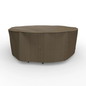 Budge M Black and Tan Patio Round Table/Chairs Cover,  StormBlock Hillside