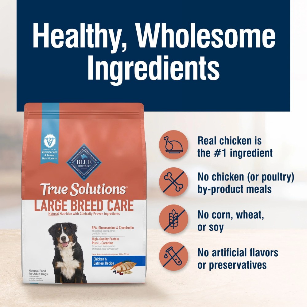 Blue Buffalo True Solutions Large Breed Care Natural Dry Dog Food, Chicken, 24-lb. Bag - Image 6