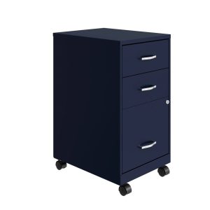 Space Solutions 18" Deep 3 Drawer Mobile Letter Width Vertical File Cabinet, Navy