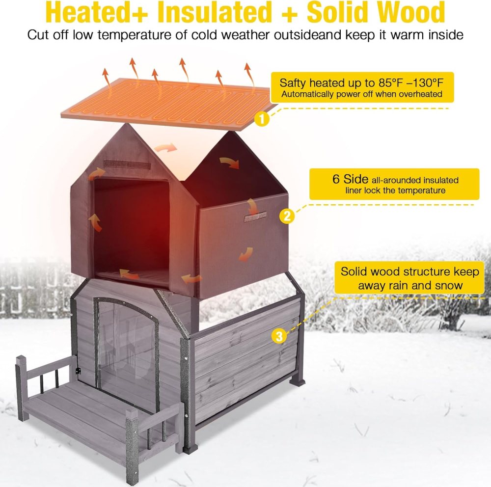 Aivituvin Heated Dog House Outdoor 45" Large Dog Kennel with Metal Frame Insulated Indoor Dog Cage for Small Medium Large Dogs with Heater and Insulated Liner - Image 10