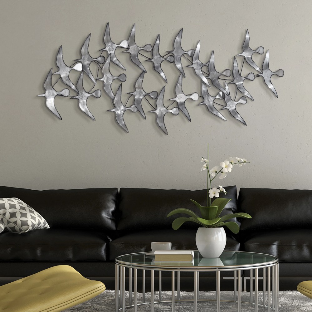Empire Art Direct Flock Hand Painted Abstract Etched Metal Wall Sculpture, 52.0" x 22.8" x 2.8", Ready to Hang - Image 2