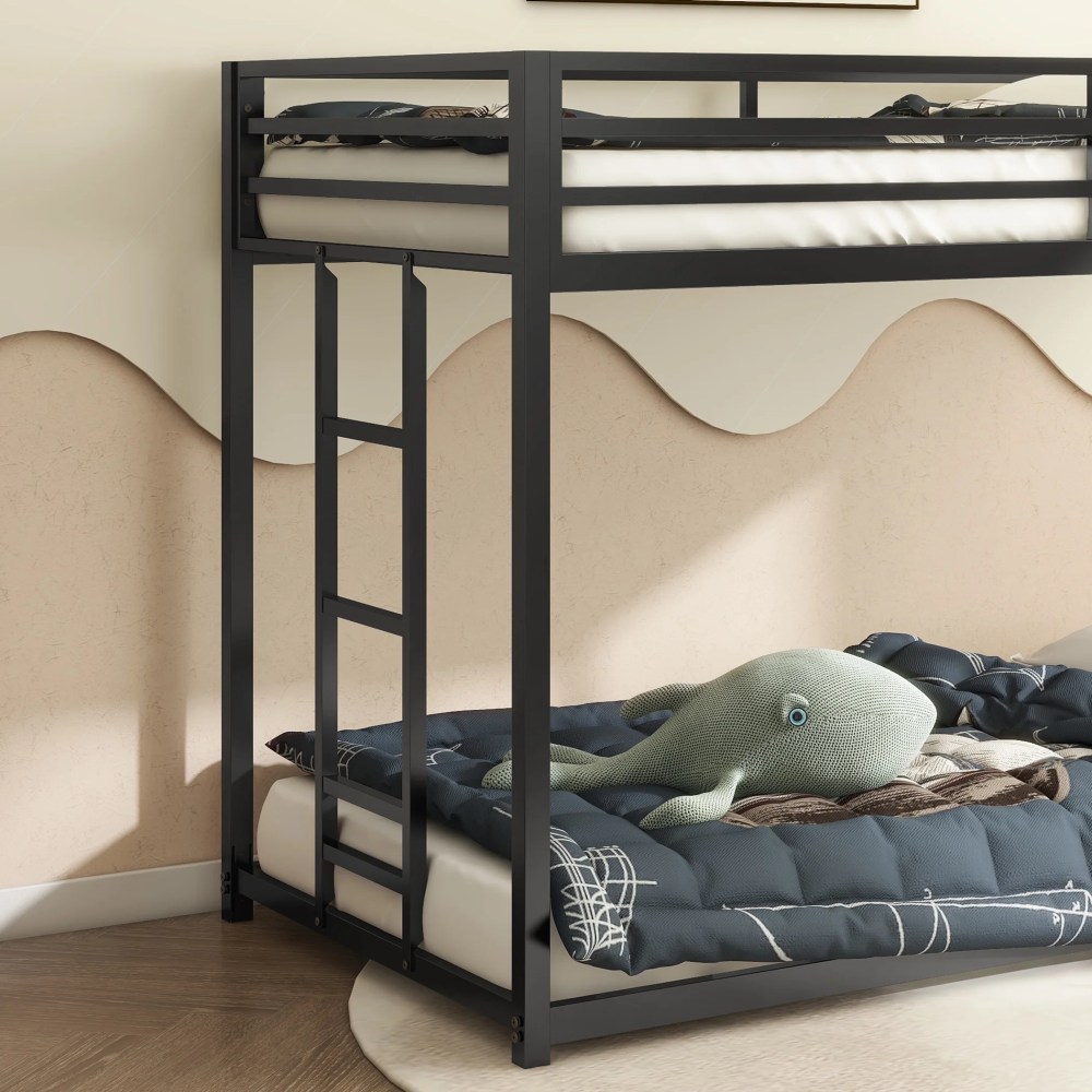 EUROCO Metal Twin over Twin Bunk Bed for Kids Teens Bedroom, Black - Image 4