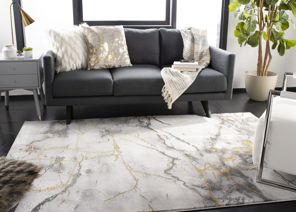 SAFAVIEH Craft Paul Abstract Area Rug, Grey/Gold, 5'3" x 7'6" - Image 8