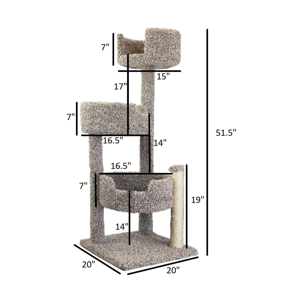 New Cat Condos Deluxe Cat Tree - 52" Cat Tower for Large Cats - Scratching Posts & Beds-Color:Speckled - Image 3