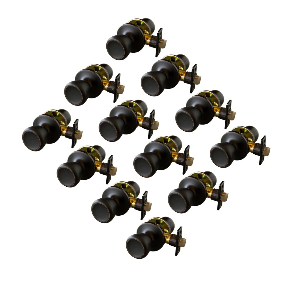 Oil Rubbed Bronze Passage Door Knob for Hall and Closet, Interior, 12-Pack - Image 5