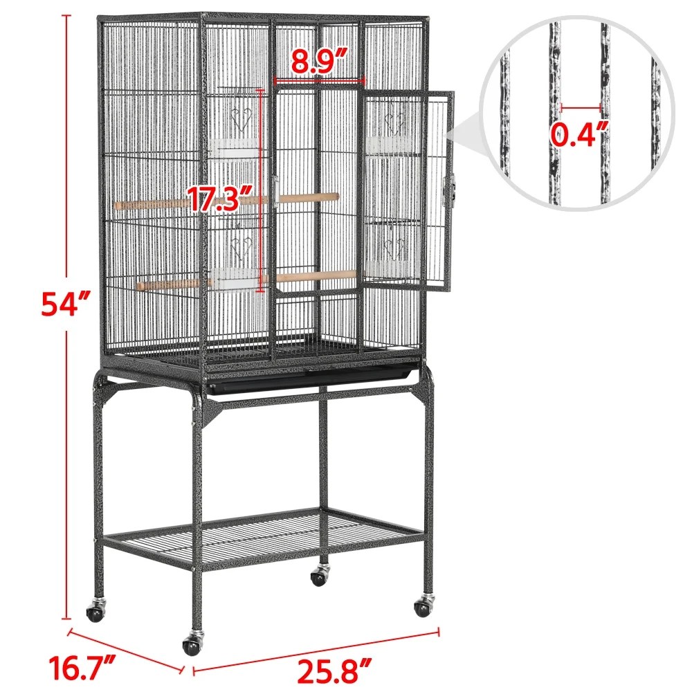 Alden Design 54"H Metal Pet Cage with Detachable Stand for Small Animal , Black - Image 2