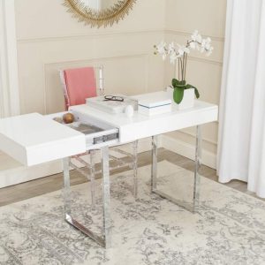 SAFAVIEH Berkley Modern Glam Lacquer Writing Desk, White