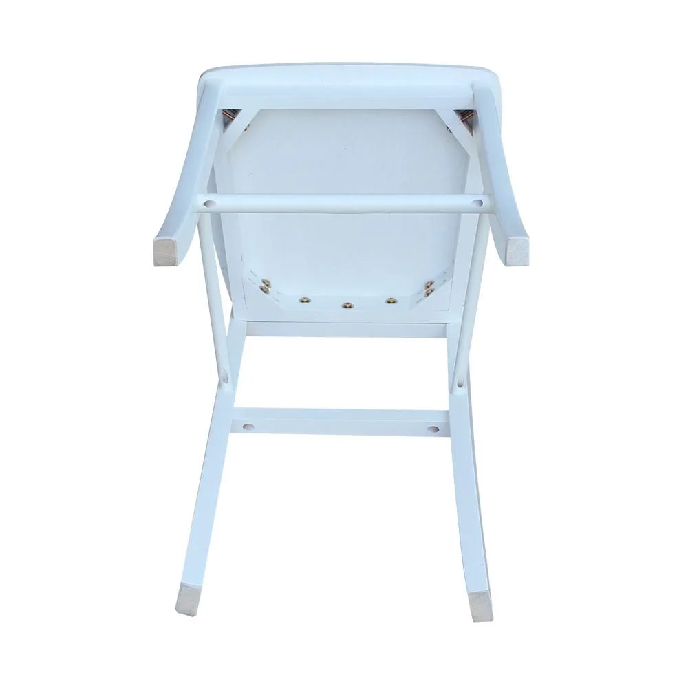 International Concepts Cross Back Solid Wood 30 in. Bar Height Stool in White - Image 7