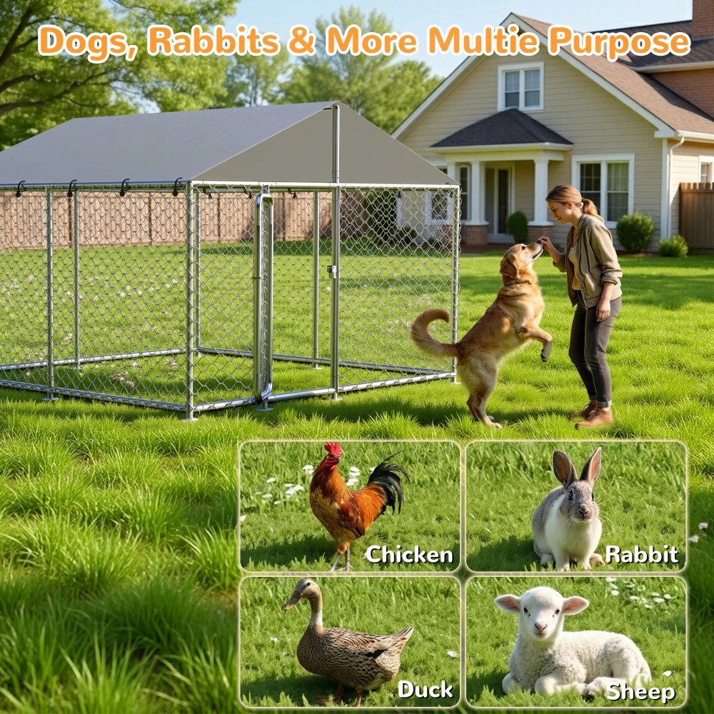 TIME RAY 7.57.5 Outdoor Dog Kennel Outside Heavy Duty Dog Enclosure with Waterproof UV-Resistant Cover and Security Lock - Image 5