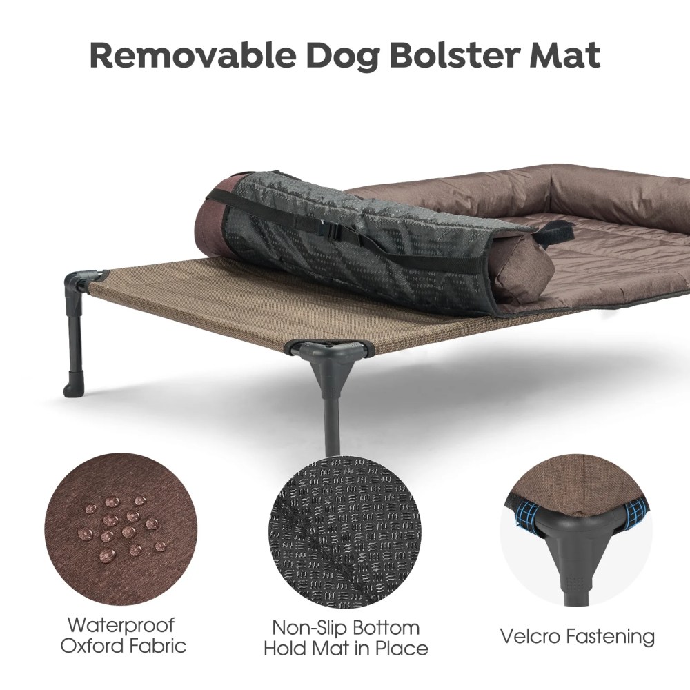 Veehoo Cooling Elevated Dog Bed Waterproof Removable Pillow-Top Mat, Dog Sofa Bed, Large, Brown - Image 2