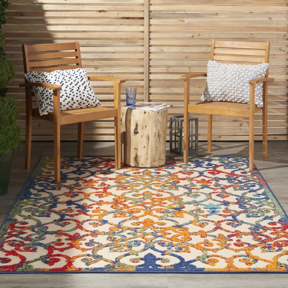 Nourison Aloha Indoor/Outdoor Transitional French Country Multicolor 6" x 9" Area Rug, (6" x 9") - Image 9