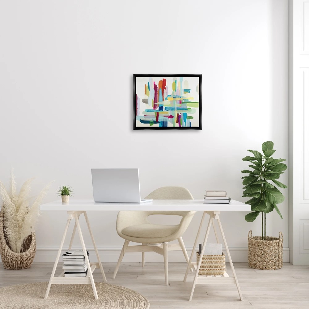 Stupell Industries Colorful Cross Hatch Abstraction Jet Black Framed Floating Canvas Wall Art, 1620, by Randy Hibberd - Image 4