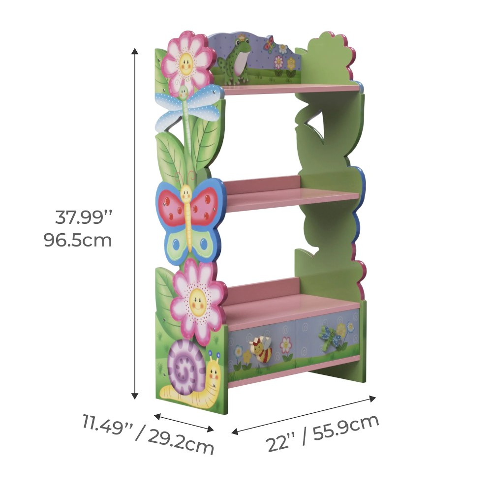 Fantasy Fields Magic Garden Kids 3-Tier Bookshelf & Drawer - Image 7