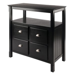 Winsome Wood Timber Buffet Cabinet with Two Doors,Black Finish