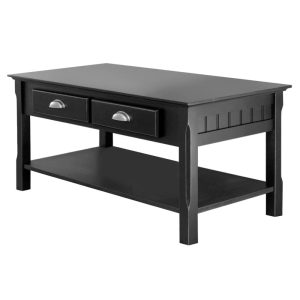 Winsome Wood Timber Coffee Table with Two Drawers,Black Finish