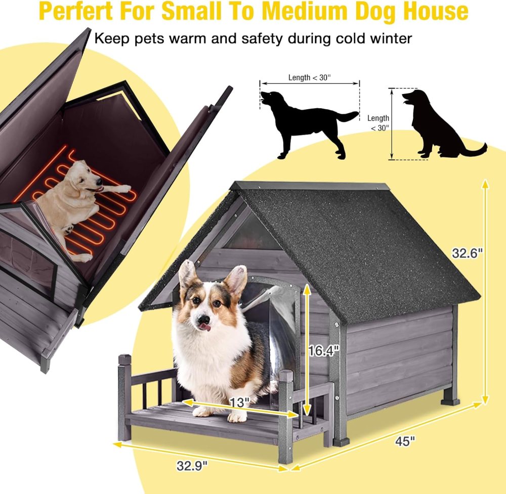 Aivituvin Heated Dog House Outdoor 45" Large Dog Kennel with Metal Frame Insulated Indoor Dog Cage for Small Medium Large Dogs with Heater and Insulated Liner - Image 7