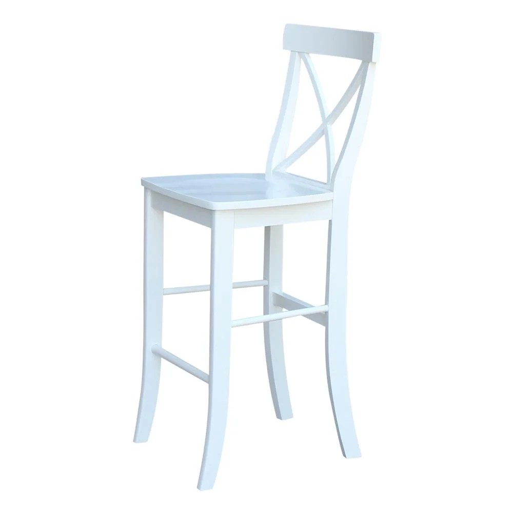 International Concepts Cross Back Solid Wood 30 in. Bar Height Stool in White - Image 8
