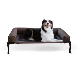 K&H Pet Products Original Bolster Pet Cot Elevated Dog Bed for Large Dogs Chocolate/Black Mesh Large 42 X 30 X 7 Inches