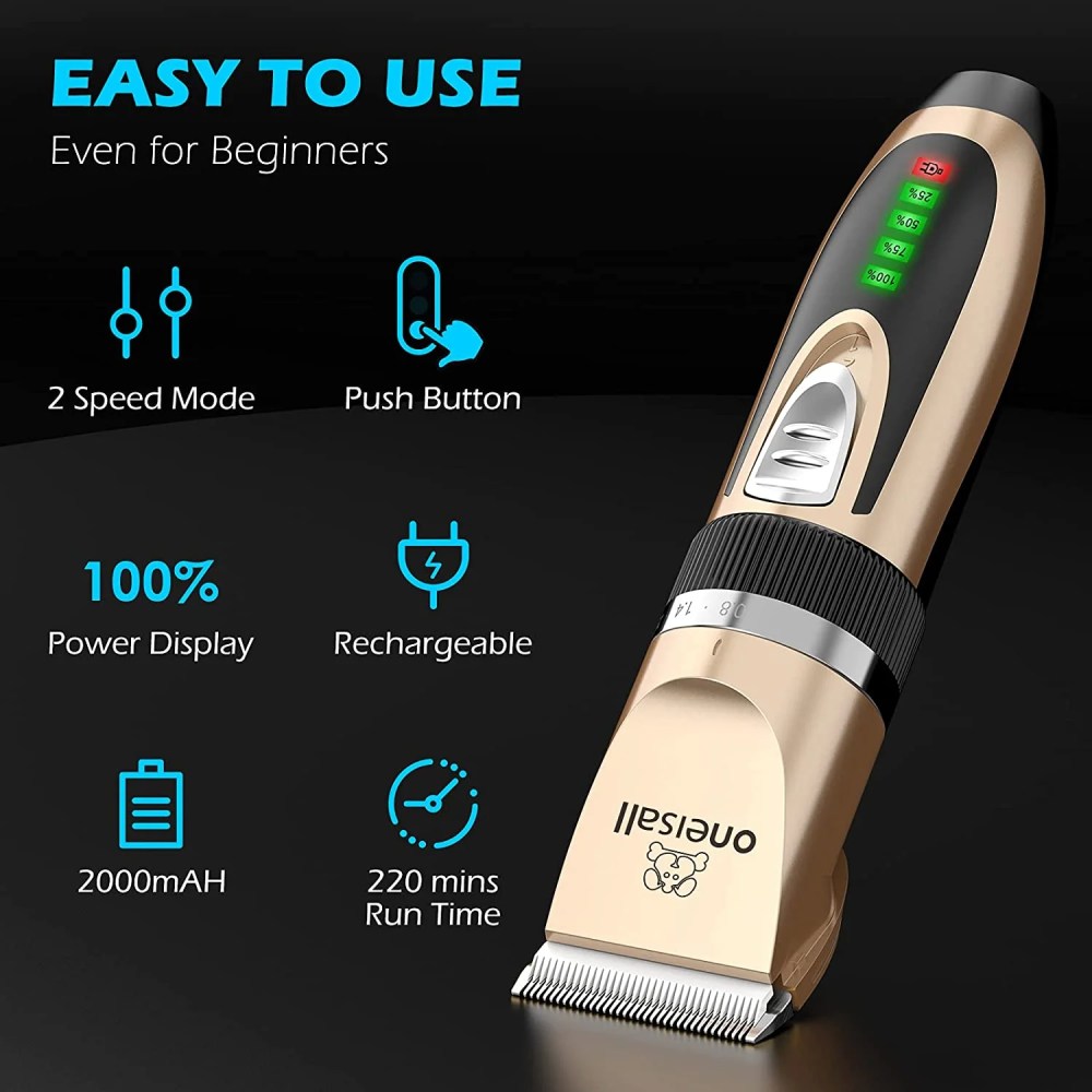 Oneisall Dog Clippers and Dog Paw Trimmer Kit 2 in 1 Low Noise Cordless Dog Clippers for Grooming Pet Hair Trimmers for Small and Large Dogs Cats Animals - Image 2