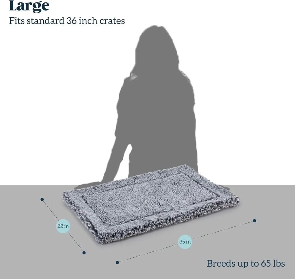 PELZIN Stoutwool Indestructible Dog Bed - Fluffy Chew Proof Dog Crate Pad - Tough Kennel Pad for Aggressive Chewers - Washable, Ideal for Large Breeds & Fits 36-Inch Crate - 35"x22", Charcoal - Image 8