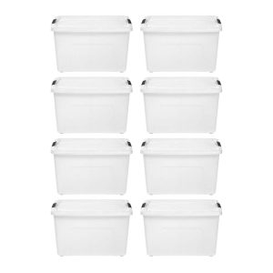 60 Qt Stack & Pull Box, Natural, 8Pk