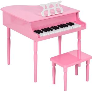 Best Choice Products Kids Classic 30-Key Mini Piano w/ Lid, Bench, Folding Music Rack, Song Book, Stickers - Pink