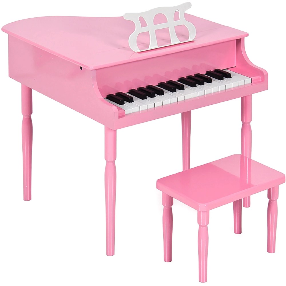 Best Choice Products Kids Classic 30-Key Mini Piano w/ Lid, Bench, Folding Music Rack, Song Book, Stickers - Pink