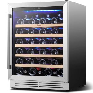Yeego 24" Wine Refrigerator Cooler,52 Bottle Wine Fridge Built-in or Freestanding, Under Counter Compressor Fridge with Glass Door for Home