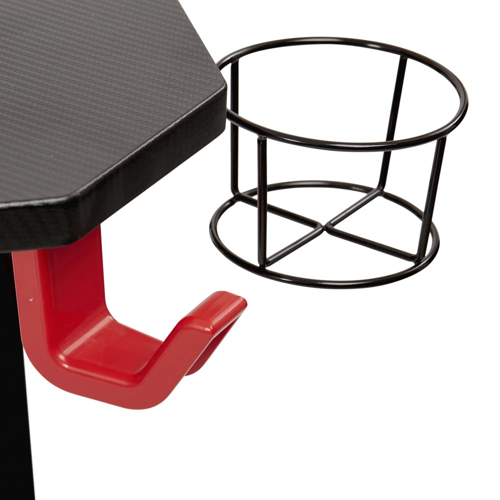 Seville Classics airLIFT Computer Writing Study Desk, Black and Red, 47" Carbon Fiber Z Frame - Image 3