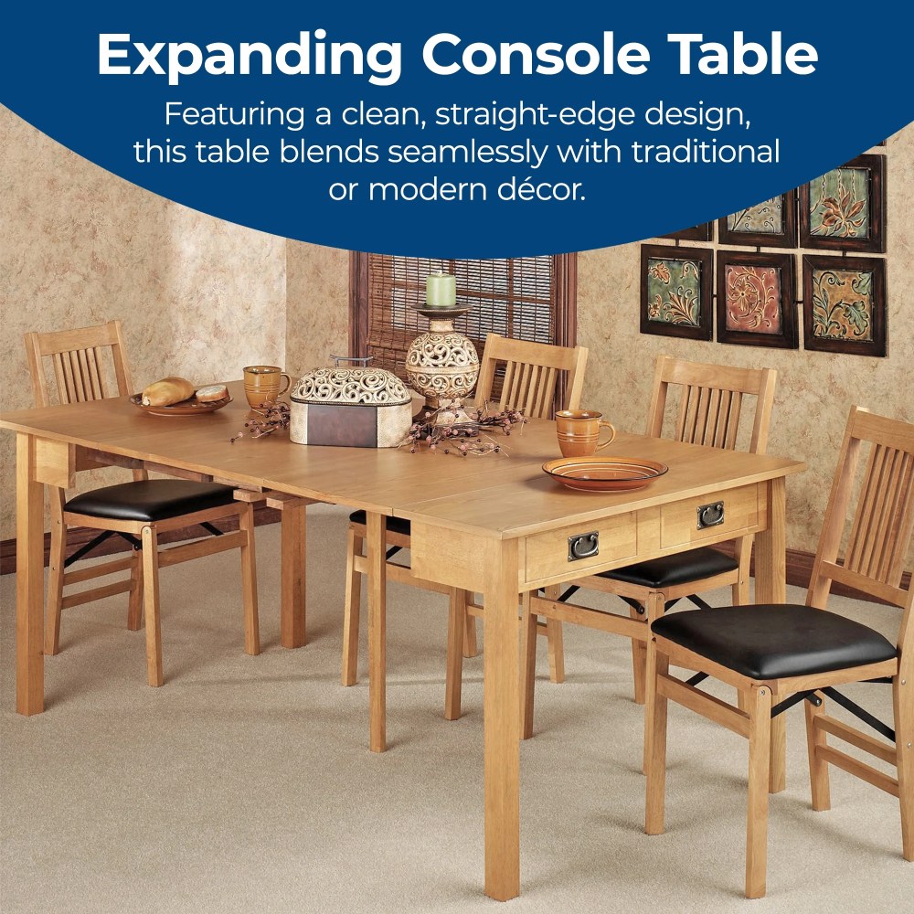 Stakmore Hardwood Traditional Expanding Table W/ 3 Adjustable Positions - Image 11