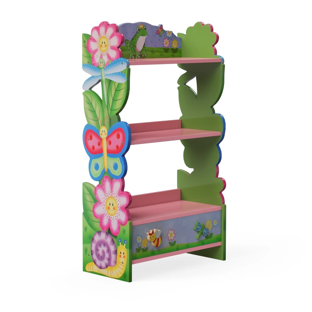 Fantasy Fields Magic Garden Kids 3-Tier Bookshelf & Drawer - Image 4