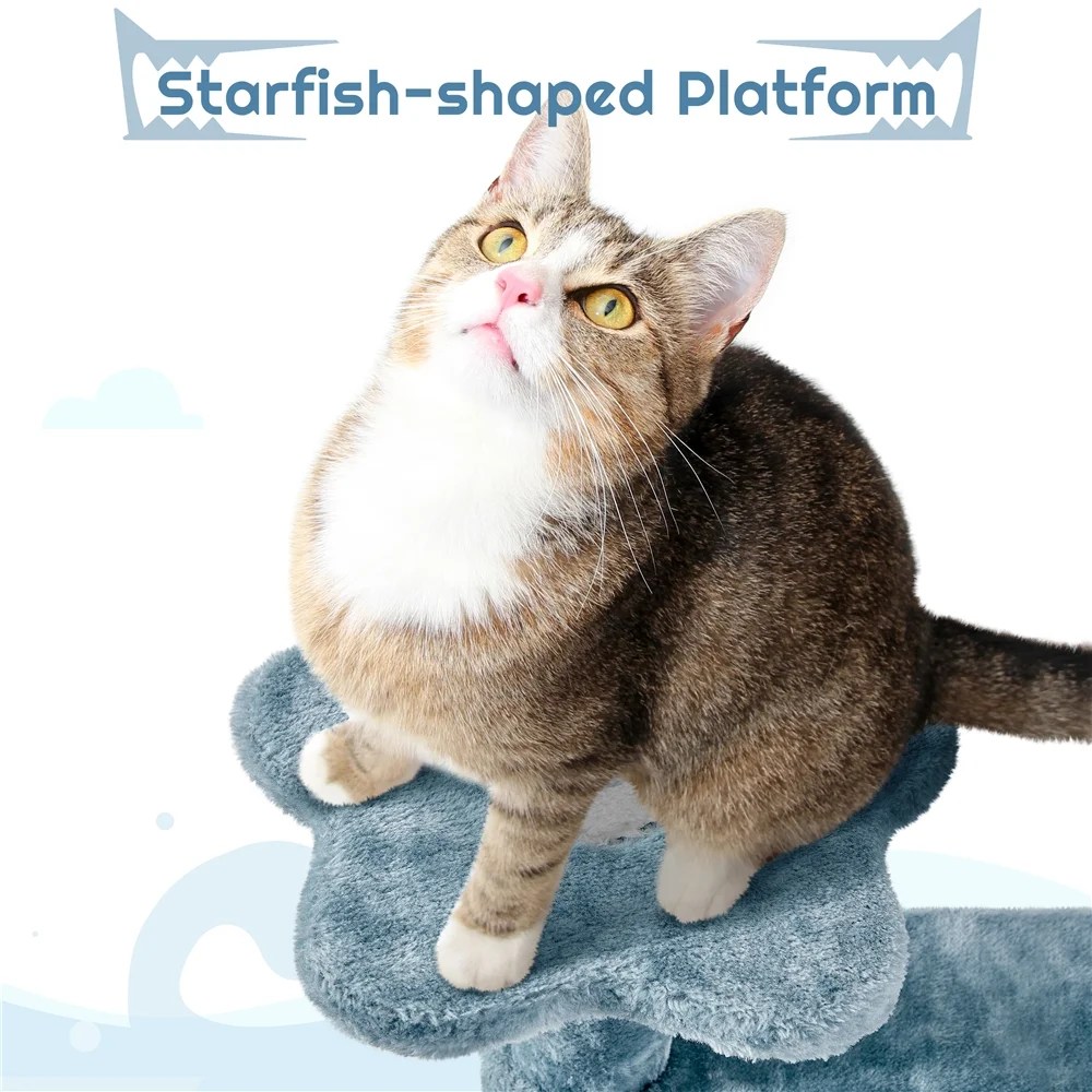 Alden Design 45.5" H Ocean-themed Cat Tree Multi-Level Cat Climbing Tree Cat Tower - Image 6