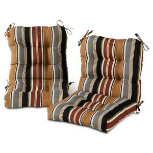 Greendale Home Fashions Outdoor Tufted 42" x 21" Chair Cushion, Set of 2, Brick Stripe