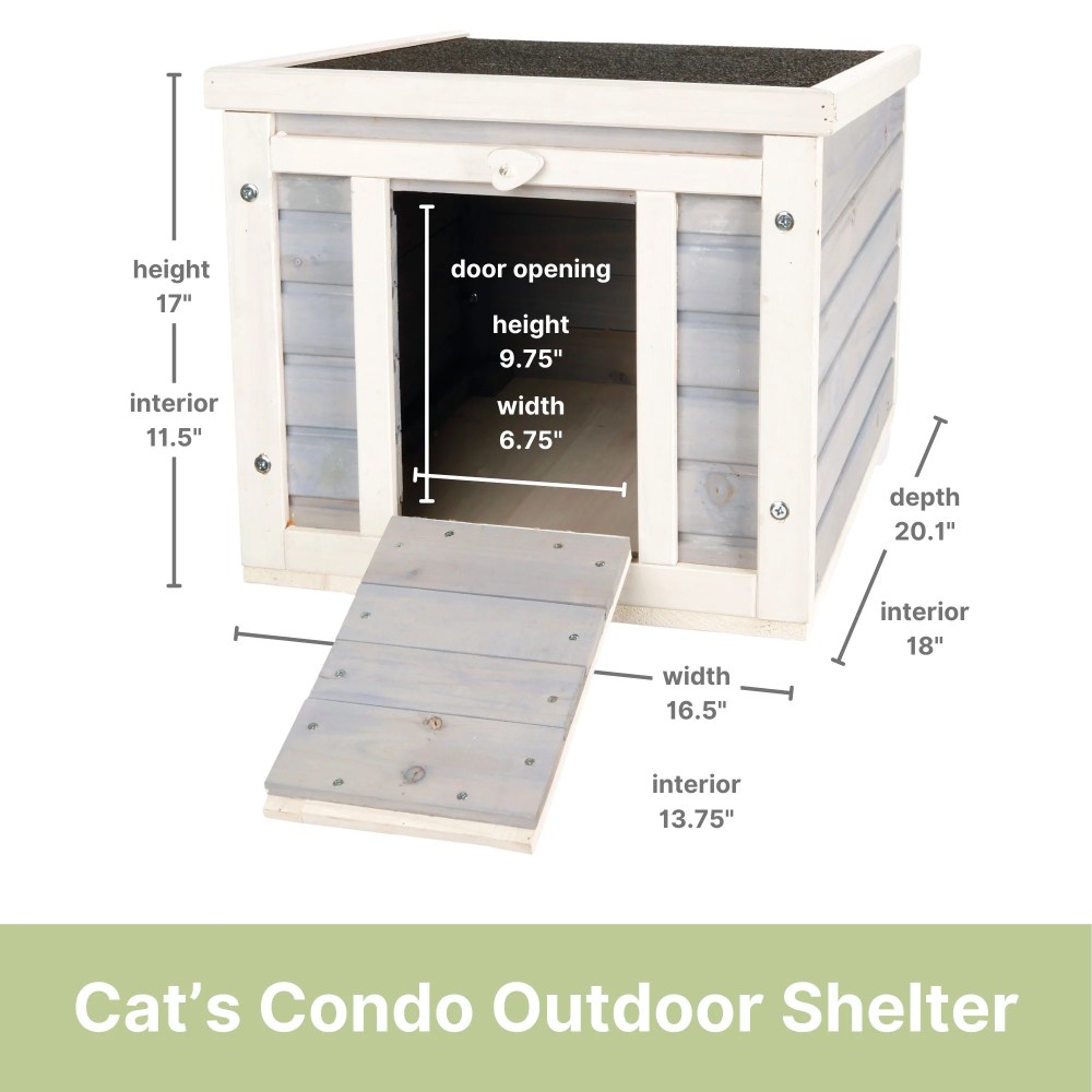 TRIXIE Cat's Condo Wooden Cat House, Weatherproof Small Outdoor Cat House with Hinged Roof - Image 2