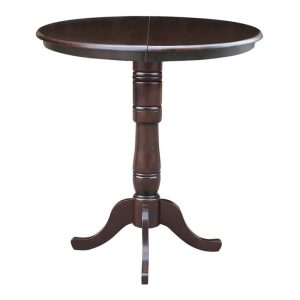 36" Round Top Pedestal Table with 12" Leaf,40.9"H
