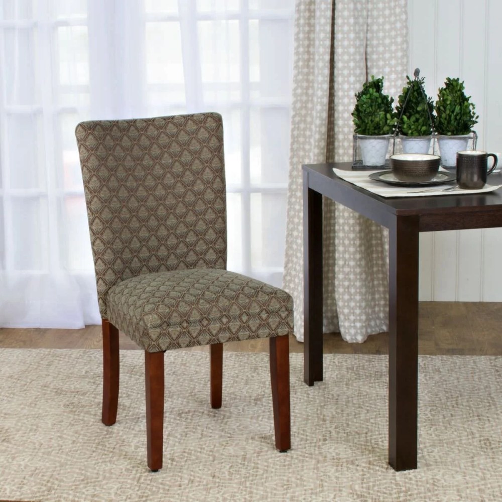 HomePop Parsons Dining Chair, Brown and Blue Fabric - Image 10