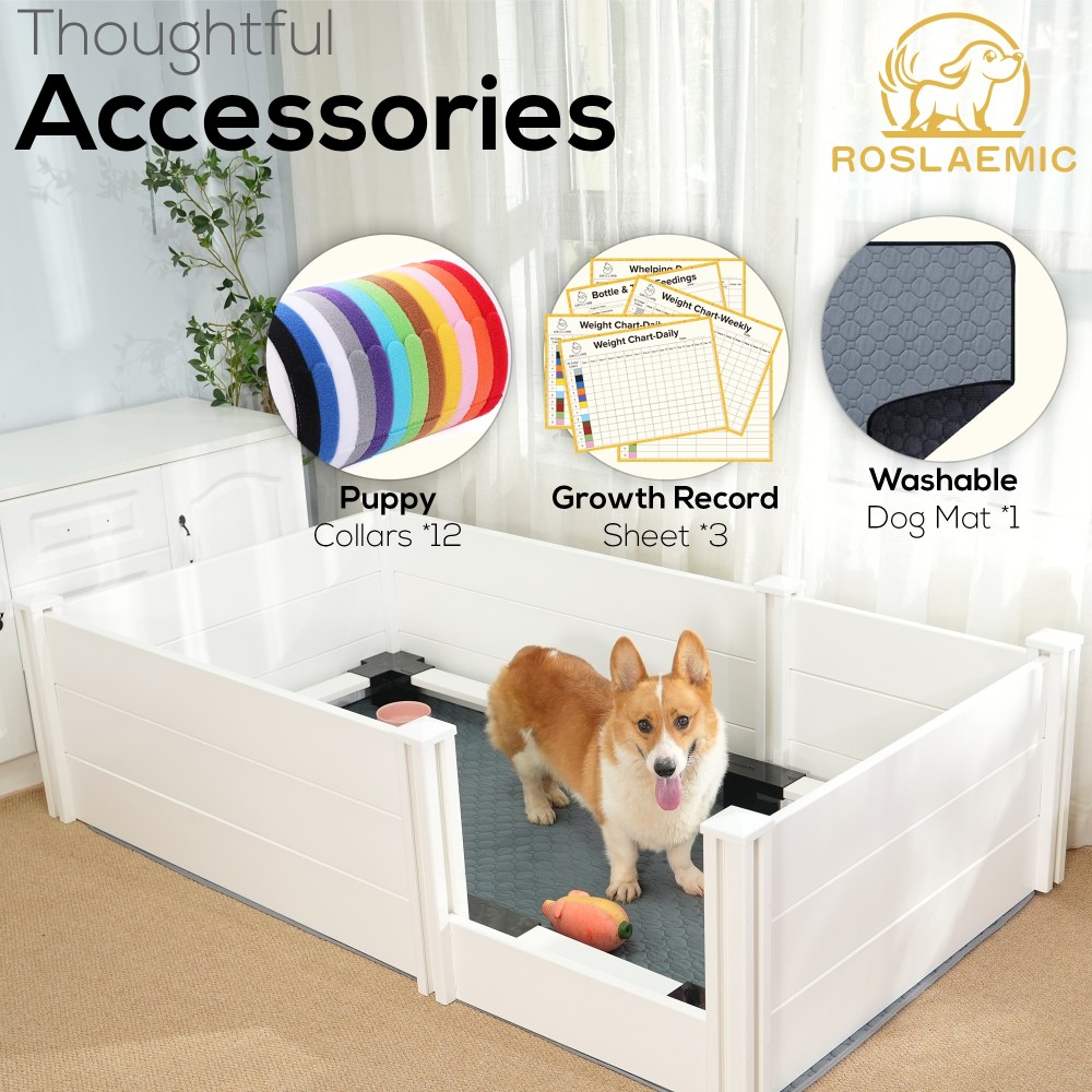 72"x 40" Whelping Box Kit for Dogs, Perfect for 2-6 Puppies' Growth Period, White - Image 3