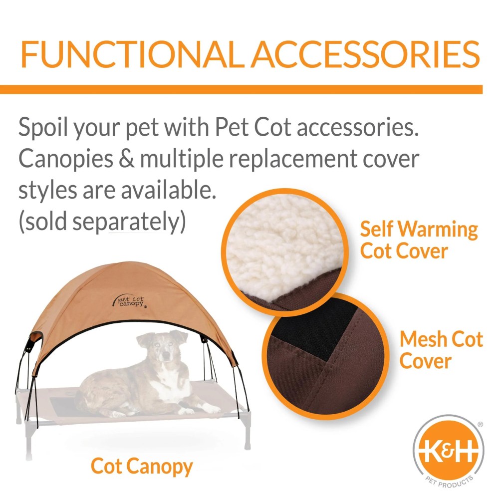 K&H Pet Products Original Bolster Pet Cot Elevated Dog Bed for Large Dogs Chocolate/Black Mesh Large 42 X 30 X 7 Inches - Image 8
