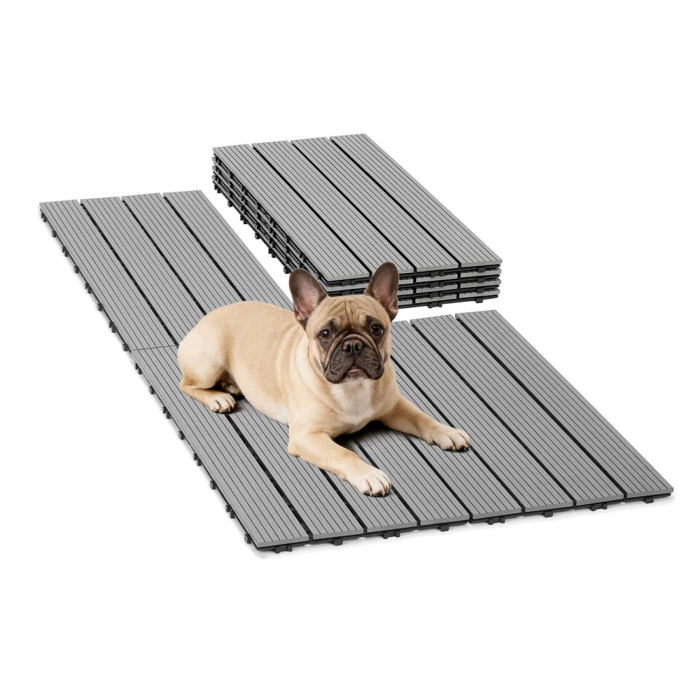 Veehoo Outdoor Flooring Decking for Dog Kennels, 4" x 2" Waterproof Dog Training Platform, Portable Deck for RV, Pet Enclosures, Grey (24 x 12 inches, 4PCS) - Image 5