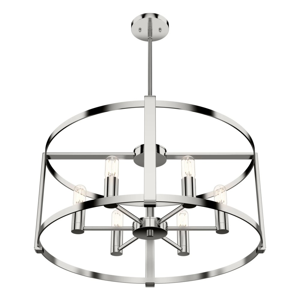 Hunter - Astwood 6-light Polished Nickel, Large Chandelier, Dimmable, Caged Style, Drum Shaped, for Bedrooms, Dining, Living Rooms - 19000 - Image 10