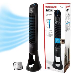 Honeywell 40" Black Quiet Set Oscillating Tower Fan,  30ft Air Circulation Power,  5 Speed,  Auto Off Timer,  HYF260B