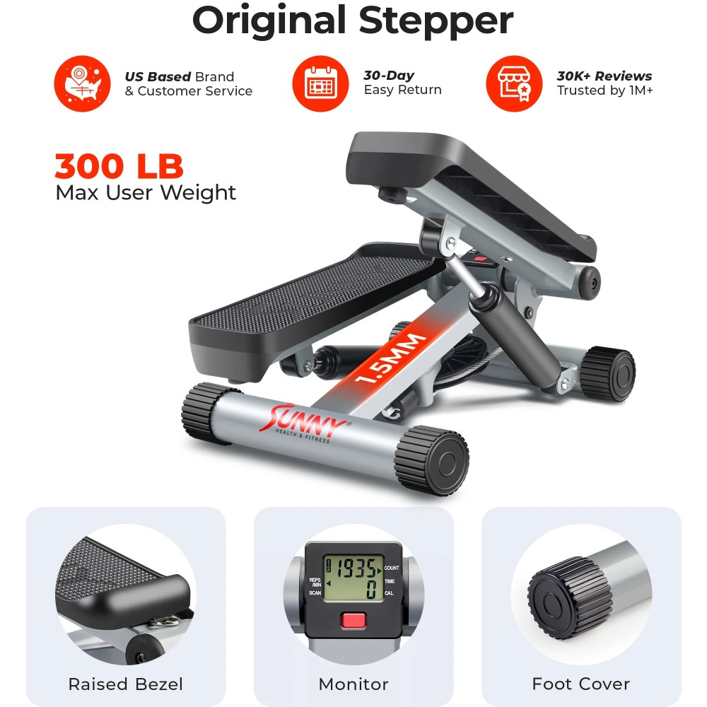 Sunny Health & Fitness Mini Steppers for Exercise at Home, Stair Step Workout Machine with Resistance Bands, Full Body Cardio - NO. 012-S - Image 2