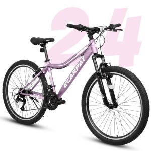 24 Inch Women Girls Mountain Bike,  V Brakes 21 Speeds Women Bike,  Sturdy Steel Frame and Suspension Fork,  Stylish Adult and Teens Bicycle for Urban Trail Snow Commuter