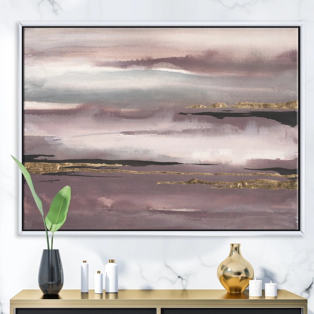 Designart ' Purple Glam Storm IV ' Glam & Shabby Chic Framed Canvas - Image 2