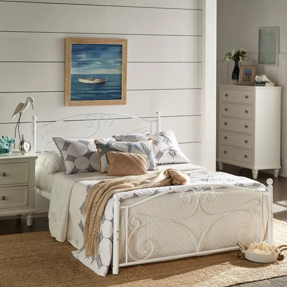 Weston Home Abigail Metal Platform Full Bed, White - Image 2