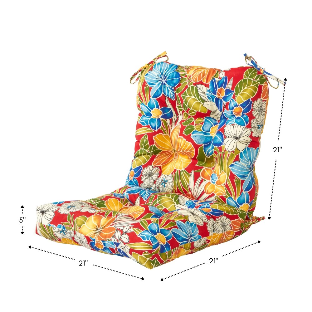 Greendale Home Fashions Outdoor Tufted 42" x 21" Chair Cushion, Set of 2, Aloha Red - Image 8