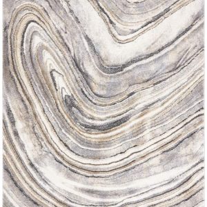 SAFAVIEH Cyrus Dogon Abstract Shag Area Rug, Ivory/Gray, 5'5" x 7'6"