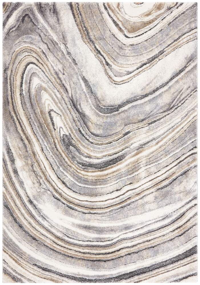 SAFAVIEH Cyrus Dogon Abstract Shag Area Rug, Ivory/Gray, 5'5" x 7'6"
